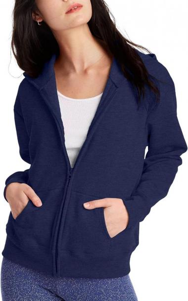 Hanes Women's EcoSmart Full-Zip Fleece Hoodie, Zip-Up Hooded Sweatshirt For Women