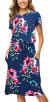 Simier Fariry Women's Hide Belly Blouson Knee Length Dress with Pockets