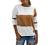 shermie Women Long Sleeve Crew Neck Pullovers Stitching Color Loose Knitted Sweaters