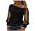 Women Casual Dandelion Printed Long Sleeve Cold Shoulder Tops Sexy Mesh Sheer Boat Neck Loose T-Shirts Jumper Pullover