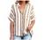 Women's Short Sleeve V-Neck Striped Collared Shirts Casual Blouses Pocket Button Down Shirts Loose Summer T-Shirt Tops