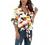 Womens V Neck Tie Knot Front Tops 3/4 Bell Sleeve Boho Shirts Summer Blouses Floral Printed Vacation Casual T Shirts