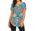 Women's Floral Printed Short Sleeve Henley V Neck T-Shirt Pleated Casual Flowy Tunic Blouse Tops