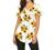 Women's Floral Printed Short Sleeve Henley V Neck T-Shirt Pleated Casual Flowy Tunic Blouse Tops