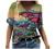 Summer Tops for Women Short Sleeve T Shirts Casual V-Neck Tie Dye Abstract Printed Tee T-Shirts Tunic Loose Blouses