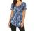 Women's Floral Printed Short Sleeve Henley V Neck T-Shirt Pleated Casual Flowy Tunic Blouse Tops