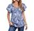 Womens T-Shirts Ruffle Drawstring Short Sleeve Summer Tops Boho Floral Print Chiffon Babydoll Shirt Blouse Tunic