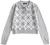 ZAFUL Women's Long Sleeve V-Neck Argyle Knitted Crop Sweater Pullover Tops