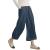 ECUPPER Womens Casual Loose Elastic Waist Cotton Trouser Cropped Wide Leg Pants