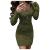 iDWZA Women's Long Sleeve Knit Sweater Dress V Neck Mini Zipper Sweater Dresses