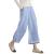 ECUPPER Womens Casual Loose Elastic Waist Cotton Trouser Cropped Wide Leg Pants