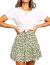 Relipop Women's Floral Flared Short Skirt Polka Dot Pleated Mini Skater Skirt with Drawstring