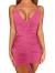 TOB Women's Sexy Adjustable Ruched Spaghetti Strap Sleeveless Club Bodycon Mini Dress