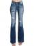 DAY VILLAGE Women's Distressd Mid Rise Stretch Flare Bottom Jeans