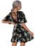 Floerns Women's Ditsy Floral Plunge Neck Knot Front A Line Short Dress