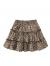 SheIn Women's Leopard Print Drawstring Waist Layer Ruffle Hem Short Skirt