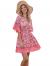 Floerns Women's Ditsy Floral Plunge Neck Knot Front A Line Short Dress