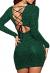 Meenew Women's Long Sleeve Glitter Dress Back Lace Up Bodycon Sequin Party Dress