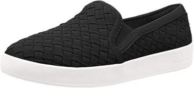 Cole Haan Women's Grandpro Spectator Slip on Loafer, Black Woven Suede, 5.5