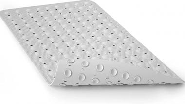 JOYCANO Non Slip Rubber Bathtub Mat Shower Tub Mat Baby Bath Mat, 100% Natural Rubber no Chemical Smells Perfect for Baby and Elder, with Suction Cups, Machine Washable, 28 X 16 inches, White