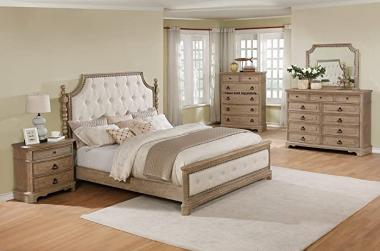 Roundhill Furniture Piraeus 296 Solid Wood Construction Bedroom Set with Queen size Bed, Dresser, Mirror and Night Stand,