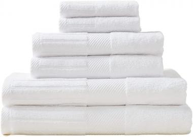 Malek Egyptian Cotton Towels - 6 Piece Set - 2 Bath Towels, 2 Hand Towels, 2 WashCloths - Super Soft 600 GSM Luxury Bath Towels - Absorbent Cotton Bathroom Towels - Column Design (Salt)