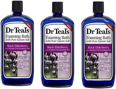 Dr. Teals Black Elderberry Foaming Bath with Pure Epsom Salt with Vitamin D & Essential Oils ( Pack of 3)