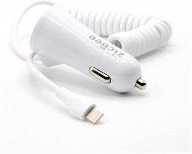 iPhone Car Charger, 4.8A/24W Cigarette Lighter Plug Car Charger Adapter with Lightning Coiled Cord Super Fast Charger for iPhone 14 Pro Max, 13/12/11/XS Max/XS/XR/X/8/7/6/5,iPad Pro/Air/Mini (White)