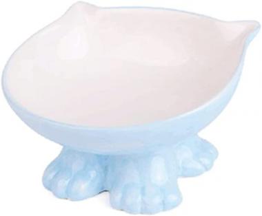 Cat Bowls Ceramic,Anti Vomiting, Tilted Elevated,Stand Raised Food Water Dish for Flat Faced Cats, Small Dogs, Protect Pet's Spine,with Slip Proof Bottom,Dishwasher &Microwave Safe