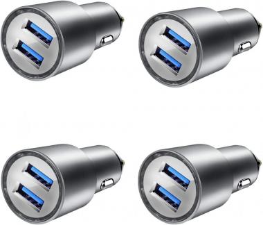 JDB Car Charger, 36W QC 4.8A All Metal Fast Car Charger Adapter Compatible with iPhone and More 4 Pack