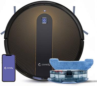 Coredy R750 Robot Vacuum Cleaner, Compatible with Alexa, Mopping System, Boost Intellect, Virtual Boundary Supported, 2200Pa Suction, Super-Thin, Upgraded Robotic Vacuums, Cleans Hard Floor to Carpet