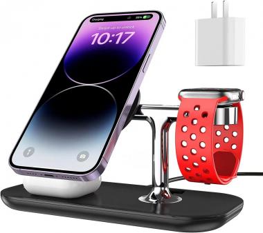 3 in 1 Magnetic Wireless Charging Station, MAKAQI Wireless Charger Stand Compatible with iPhone 14/13/12 Pro Max, Fast Charging Stand for AirPods Pro 2nd/3/2, Apple Watch Ultra SE 2nd/6/5/4/3