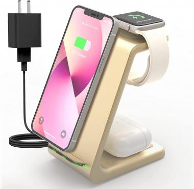 Wireless Charger, 3 in 1 Charging Station for Apple iPhone 14/13/12/11 Pro Max/X/Xs Max/8/8 Plus, AirPods 3/2/pro, Wireless Charger Stand for Apple Watch 7/6/SE/5/4/3/2