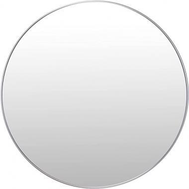 Villacola 36 Inches Round Wall Mirror Silver, Decorative Brushed Aluminium Frame Circle Mirror for Bathroom, Entryway, Washroom, Living Room and More (36'', Silver)