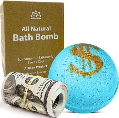 Bath Bomb with Real Money Inside Cash "Luxury Life" with Cash Money Inside Up to $100 in Each One Large Mystery Surprise Gift- "BE Delicious Blossom" Fragrance for Women All-Natural Ingredients