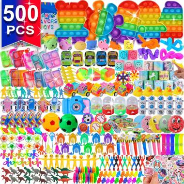 500 Pcs Party Favors for Kids, Prize Box Toys for Kids, Fidget Toys Bulk, Treasure Box Toys for Classroom, Stocking Stuffers, Goodie Bag Stuffers, Carnival Prizes, Birthday Gift Bulk Toys for Kids