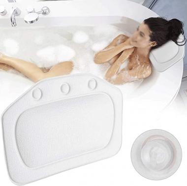 YYL Bath Pillow Spa Bathtub, PVC Bathtub Spa Cushion with Head and Neck Support Super Soft Not Floating Quick Drying Non-Slip for Woman and Man (Color : White)