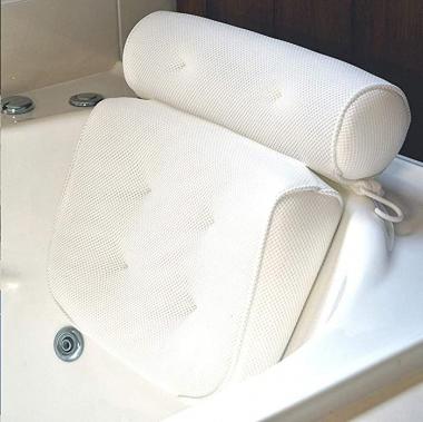 White Bath Tub Pillow, Spa Bathtub Cushion, Bath Tub Pillow Home Spa Massage Cushion Neck, Shoulder & Back Support Rest with 4 Non-Slip Suction Cup Present Gifts for Her (White)