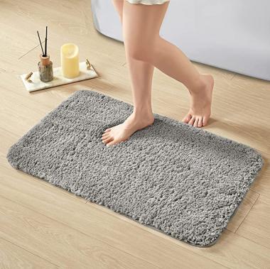 Berbell Bathroom Rugs Bath Mat,20" x 32",Super Soft Water Absorbent Microfiber Bath Rug,Non-Slip Plush Shaggy Bath Carpet,Bath Mat for Bathroom,Machine Wash Dry,Tub and Shower,Grey