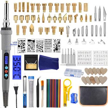 Longan Craft 109Pcs Wood Burning Kit Professional Pyrography Tool Set with Adjustable Temperature Soldering Iron, Creative Tool Set for Embossing Carving Soldering Tips with Carrying Case