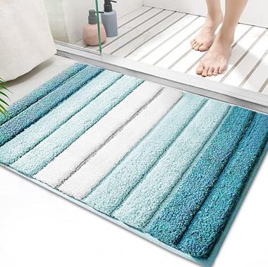 SiliPacks Bathroom Rugs 18"x26" Non-Slip Microfiber Carpet, Machine Washable Quick Dry Bath Mats for Bathroom, Bedroom and Kithchen -Blue