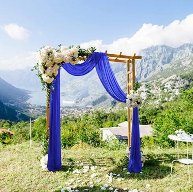 Royal Blue Chiffon Fabric Drapery for Wedding Arch 20 Ft Chiffon for Wedding Backdrop Ceiling 2 Panels Wedding Arch Draping Fabric Sheer Chiffon Fabric Drape for Party Ceremony Arch Stage