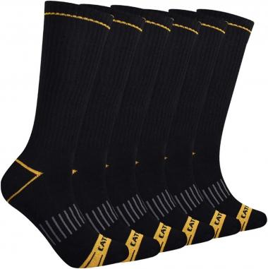 Cat mens 3-pack Half Cushioned Crew Sock, Black (6 Pack), Large US