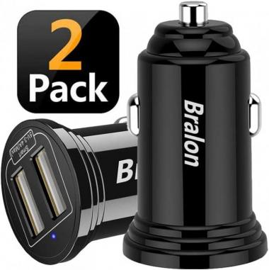 USB Car Charger,Bralon 2-Pack 24W/4.8A Mini 2 USB Fast Car Charger Adapter Compatible with Phone 12 Pro(Max) 12 Mini 11 11 Pro(Max) Xs Max X 8 7,G.alaxy N.ote S10 S9 S8 S7,Pad and More