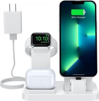 Tiitarn 3 in 1 Charging Station for iPhone AirPods Apple Watch Charger Stand Dock for Multiple Devices Compatible with iWatch SE/7/6/5/4/3/2/1 iPhone Series AirPods