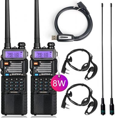 BaoFeng Radio High Power Ham Radio Handheld 144-148Mhz/420-450Mhz Upgraded BaoFeng UV-5R with Rechargeable 3800mAh Battery Walkie Talkie with TIDRADIO Programming Cable (2 Pack)