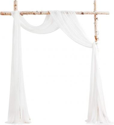 Floroom Wedding Arch Draping Fabric 2 Panels 20Ft White Chiffon Fabric Drapes Arbor Drapery Wedding Ceremony Reception Swag Decorations