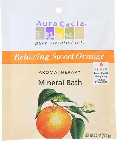 Aura Cacia Relaxing Sweet Orange Aromatherapy Mineral Bath Salt, 2.5 Ounce Packet - 6 per case.6