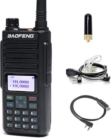 BAOFENG BF-H6 Two Way Radio 10-Watt Ham Radio Handheld Dual Band VHF UHF 144-148/420-450MHz Walkie Talkie 2200mAh Battery, Acoustic Tube Headset, SRH805S Antenna, Programming Cable