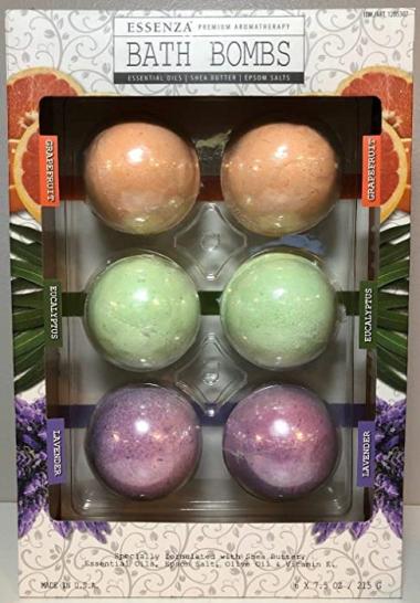 Essenza Premium Aromatherapy Bath Bombs 2x Lavender, 2x Eucalyptus & 2x Grapefruit (7.5 oz, 6 pk.)